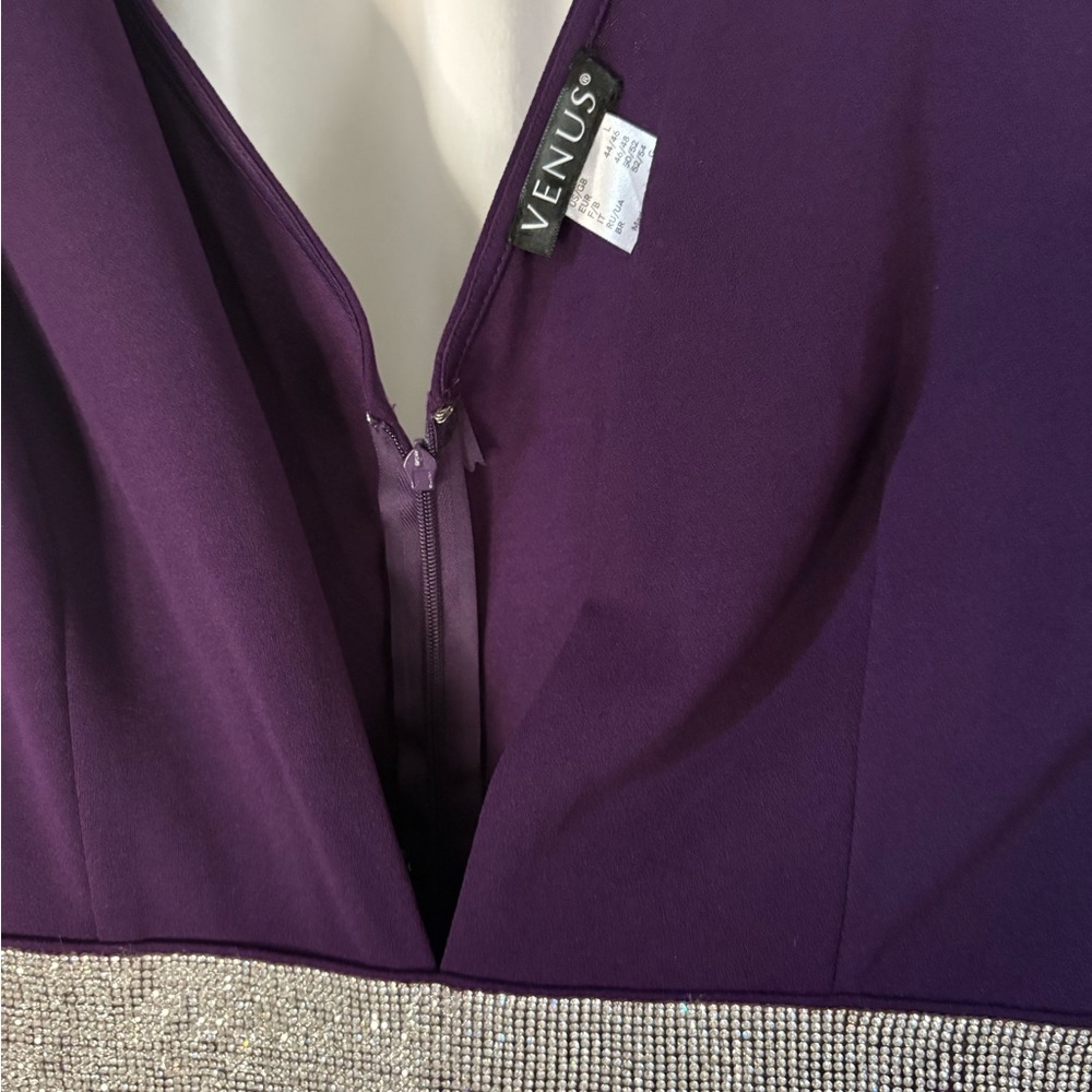 Elegant Purple Sleeveless Dressy jumpsuit with Silver Accents - Picture 4 of 9